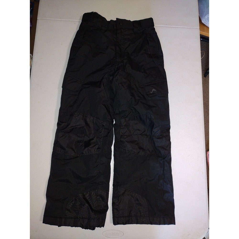 Vertical 9 Kids Black Insulated Snow Pants Cargo Pocket Size L 10/12 Adjustable